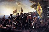 Columbus Canvas Paintings - Columbus Landing at Guanahani, 1492